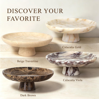 YMXYJM Natural Marble Fruit Bowl for Kitchen Counter 10.2", Large Decorative Bowl Pedestal for Home Decor, Fruits Holder For Dining Table, Brown