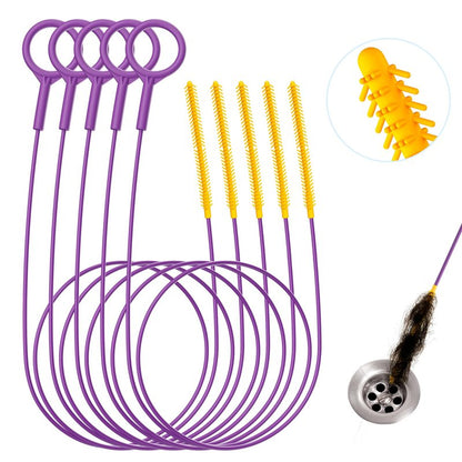 Drainsoon 35-Inch Metal Drain Snake Hair Clog Remover, Reusable Sink Snake Drain Hair Remover Tool, Flexible Break-Resistant Plumbing Snake Drain Cleaner for Shower, Bathtub, and Kitchen Sink (5 Pack)
