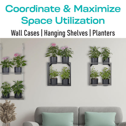 Vioscapes Urban Garden Decor with Pots Included, Case Planters for Indoor Outdoor Plants, Hanging Flowerpots, Wall Hanging Plant Holder Window Plant Shelves (Coffee Brown, Case)