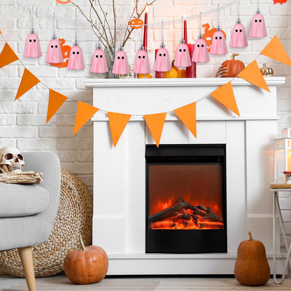 Tigeen 12 Pcs Halloween Hanging Ornaments Cute Ghost Decoration Halloween Tree Decoration Plastic Decorative Mini Ghost Ornaments for Home Tree Party Supplies (Cute,Pink)