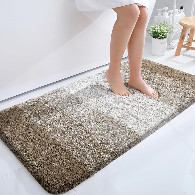 OLANLY Large Bathroom Rugs Mat 45x27, Extra Soft Absorbent Microfiber Bath Rugs, Rubber Backing, Quick Dry, Machine Washable Bath Mat for Bathroom Floor, Tub and Shower, Home Decor Accessories, Coffee