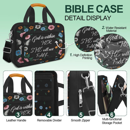 Butterfly Floral Bible Cover Case for Women,Large Boho Church Bag,Bible Bags for Women Organizer,Bible Study Supplies Journaling Kit Book Carrying Case with Bible Highlighters Shoulder Strap