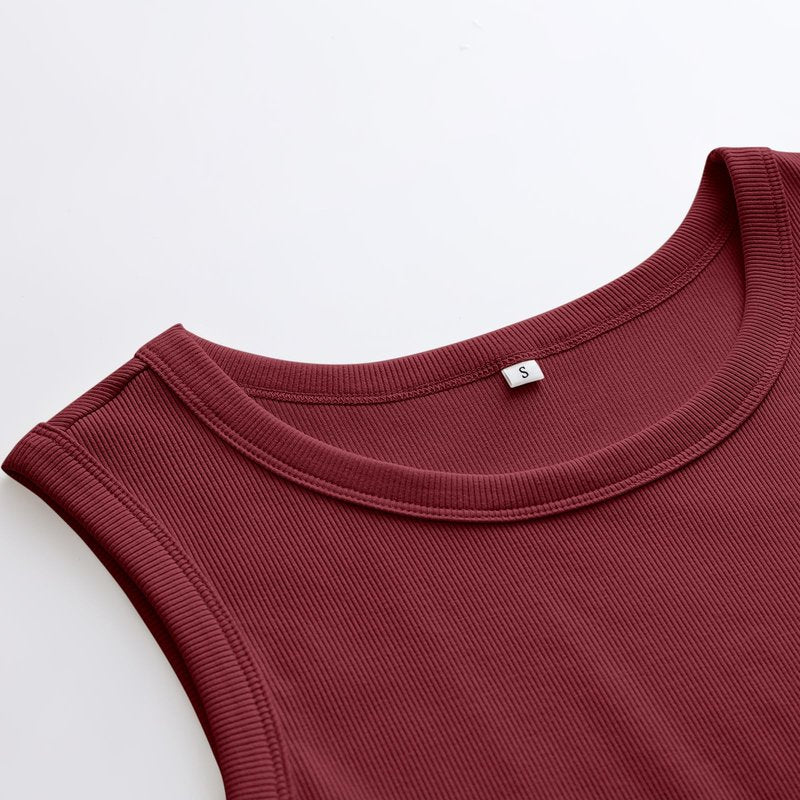 ANRABESS Womens Sleeveless High Neck Tank Tops Fashion Summer Casual Basic Slim Fit Ribbed Racerback Top Shirt Clothes Burgundy Large