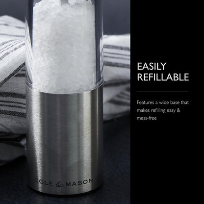 Cole & Mason Oslo Precision Salt & Pepper Grinder Set - Refillable Spice Mills - Salt Mill with Diamond Cut Ceramic Mechanism - Pepper Grinder with Carbon Steel Mechanism