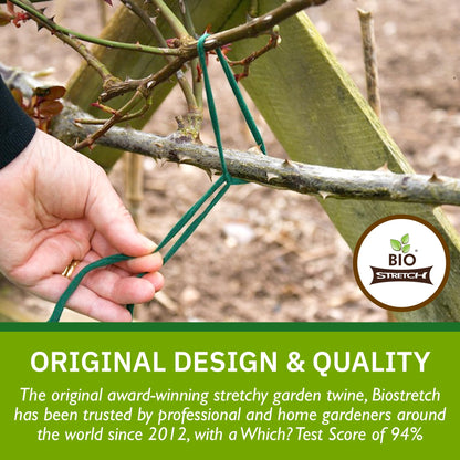 Bio-Stretch Soft Garden Plant Ties for Indoor & Outdoor Plants - Strong & Stretchy Cut-to-Length Plant Tape for Climbing Plants, Tomato Vines & Home Gardening (65 ft / 20M)