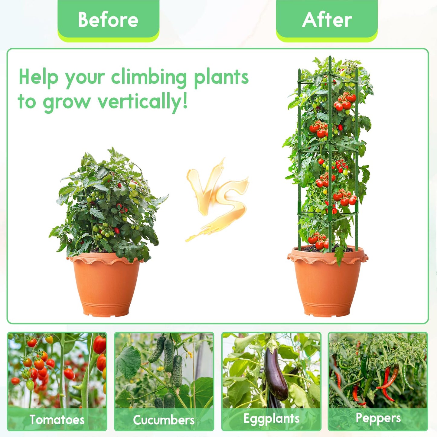 Riare 4 Pack 4 FT Tomato Cages for Garden- 48inches Heavy Duty Tomato Stakes and Supports, Adjustable Tall Tomato Plant Support Trellis for Pots, Raised Garden Bed, Climbing Vegetables Plants