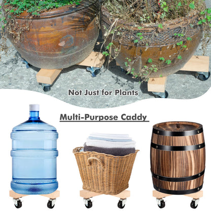 lucpur Wooden Plant Caddy with Wheels 12 Inch Rolling Plant Stand on Wheels Heavy Duty Plant Dolly for Large Plants Plant Roller with Wheels Planter Wheels Base Indoor & Outdoor