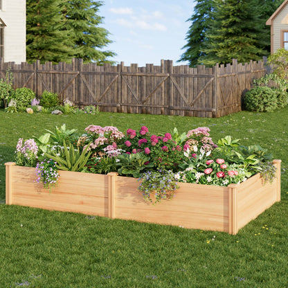 ZIENLIFE Raised Garden Bed for Outdoor, 8x4 Ft Wood Garden Bed with 15 Inch Depth for Flowers/Vegetables/Herbs in Backyard Patio Outdoor, Open Base Bottom Planter Box