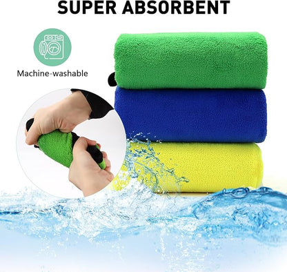 3 Pcs Dog Bath Towel Super Absorbent Puppy Drying Towel Microfiber Pet Grooming Towels for Medium Small Dogs Quick Dry Doggy Blanket, 24''x12''