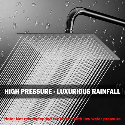 NearMoon Rain Shower Head, High Flow Stainless Steel Rainfall Shower, High Pressure Design, Awesome Shower Experience Even At Low Water Flow (12 Inch Rectangle, Matte Black)