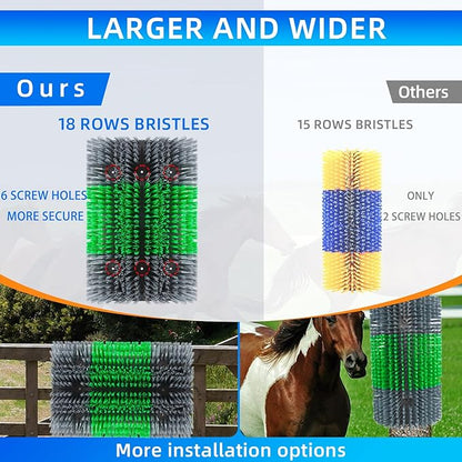 Extra Large Size Livestock Scratching Brush, Upgraded Horse/Goat/Cow/Cattle Scratcher Brush for Grooming, Itch Relief Horse Scratcher Brushes Kit with Two Sets of Mounting Screws(8-Pack,Gray)
