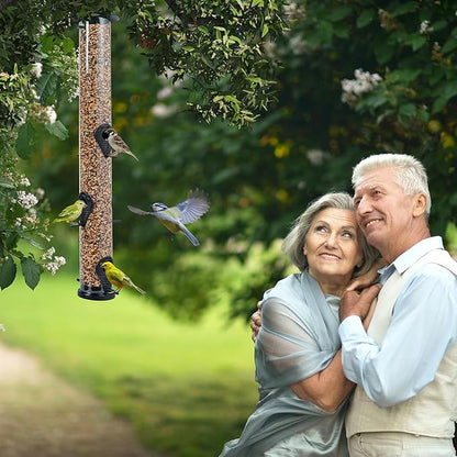 Backyard Expressions Tall Tube Bird Feeder - Durable Hanging Wild Bird Feeder for Wild Birds - 23" Tall, 6-Port Design