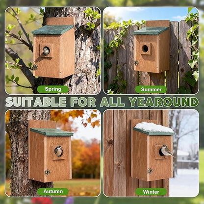 Gtongoko Recycled Plastic Bird Houses for Outside Clearance 1-1/2" Entrance Hole Blue Birdhouses for Outdoors with Air Vents Green & Brown Nesting Box for Bluebird Swallows Finches Chickadee 1 Pack