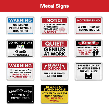 Premises under 24 Hour Feline Surveillance - Funny Cat Sign, Metal - 8" x 12" - Cat Signs for Home Decor, Gift for Cat Lovers, Cat Warning Sign, Cat Lady Sign - ENVISIONED Signage