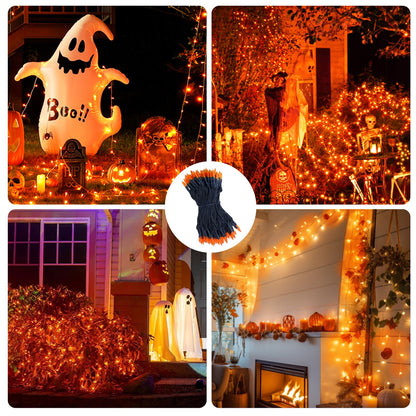 ILLUMINEW Orange Halloween Lights, 2 Pack 98ft 150 Count String Lights, Plug-in Waterproof Fall Lights for Spooky Halloween Yard Party Decor (Orange, 150 Count - 2 Pack)