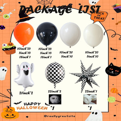 Spooky Dude Halloween Balloon Garland Arch Kit with Pastel Sand Orange Black Latex Balloons Set Ghost 4D Checkered Foil Balloons for Boo Im Two One Birthday Party Decor (Black)