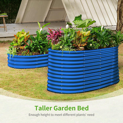 Land Guard 6x3x3ft Oval Galvanized Raised Garden Beds, Large-Capacity Metal Planter Box Outdoor, Durable Deep Raised Garden Bed 3ft Tall, Raised Beds for Gardening Vegetables, Royal Blue