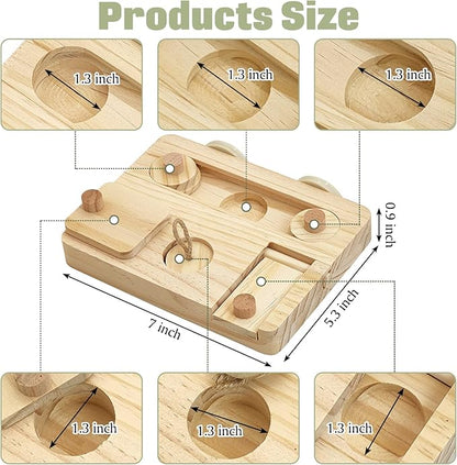 BNOSDM Wooden Bird Foraging Toys with Enrichment Puzzle for Training & Chewing Natural Wood Stand Platform Feeder Cage Accessoriesfor Small and Medium Parrots, Parakeets, Cockatiels, Sun Conures