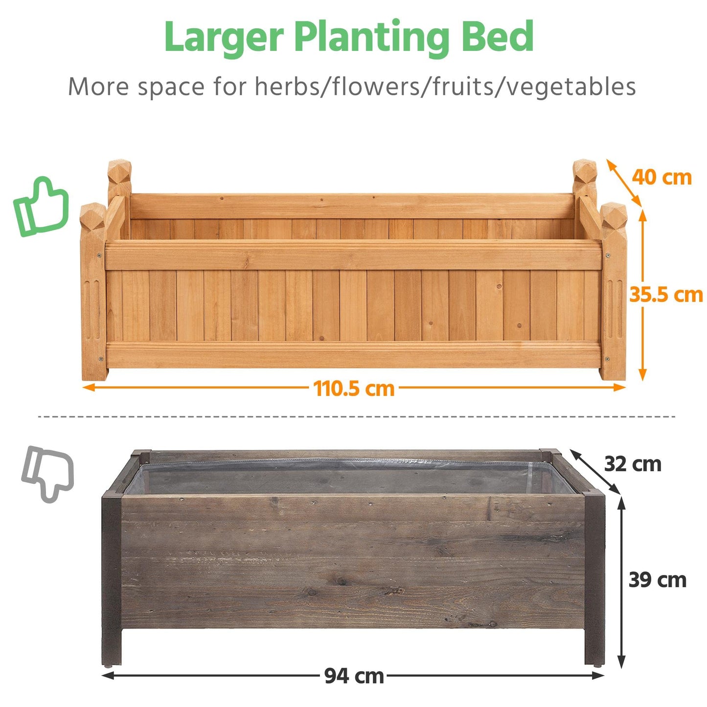 Yaheetech 43.5″ L×16″ W×14″ H Wooden Raised Garden Bed, Horticulture Wood Rectangular Garden Planter Outdoor, Raised Planter Box for Yard/Greenhouse/Vegetable/Flower/Herbs, Light Brown
