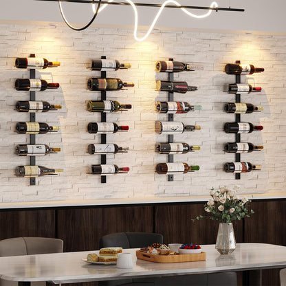 X-cosrack 12 Bottle Wall-Mounted Wine Rack, Detachable Storage Organizer Used as One or Four, DIY Wall Hanging Bottle Holder, for Dining Room, Bar, Wine Cellar