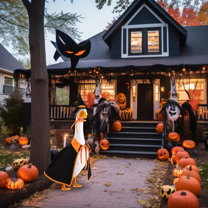 Silicherry Halloween Goose Outfit for 23" Cement Lawn Porch Goose Cloths Plastic Statue Clothing for Yard Lawn Decor(Witch)