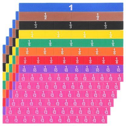 6 Sets Magnetic Fraction Tiles & Fraction Manipulatives for Math Learning - 9.45x9.45x0.12 Inch EVA Foam Algebra Tiles & Fraction Tiles Set with Rainbow Colors, 54 Pieces per Set for Classroom & Home