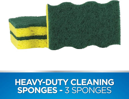 Dawn Heavy Duty Kitchen Dish Sponges, Green/Yellow (Pack of 3)