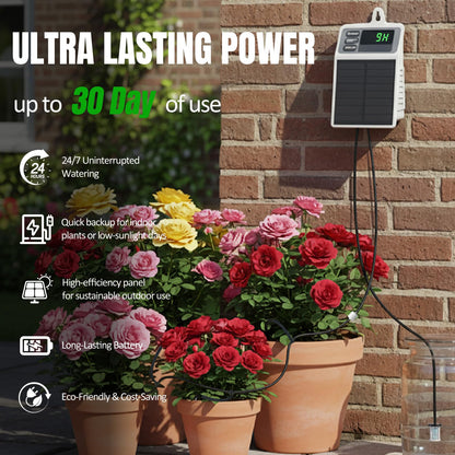 Solar Automatic Drip Irrigation System, Auto Self Watering Kit, Solar Powered Watering Device with Timer for Pots Plants, Indoor/Outdoor Irrigation System for Garden, Balcony & Patio Watering System