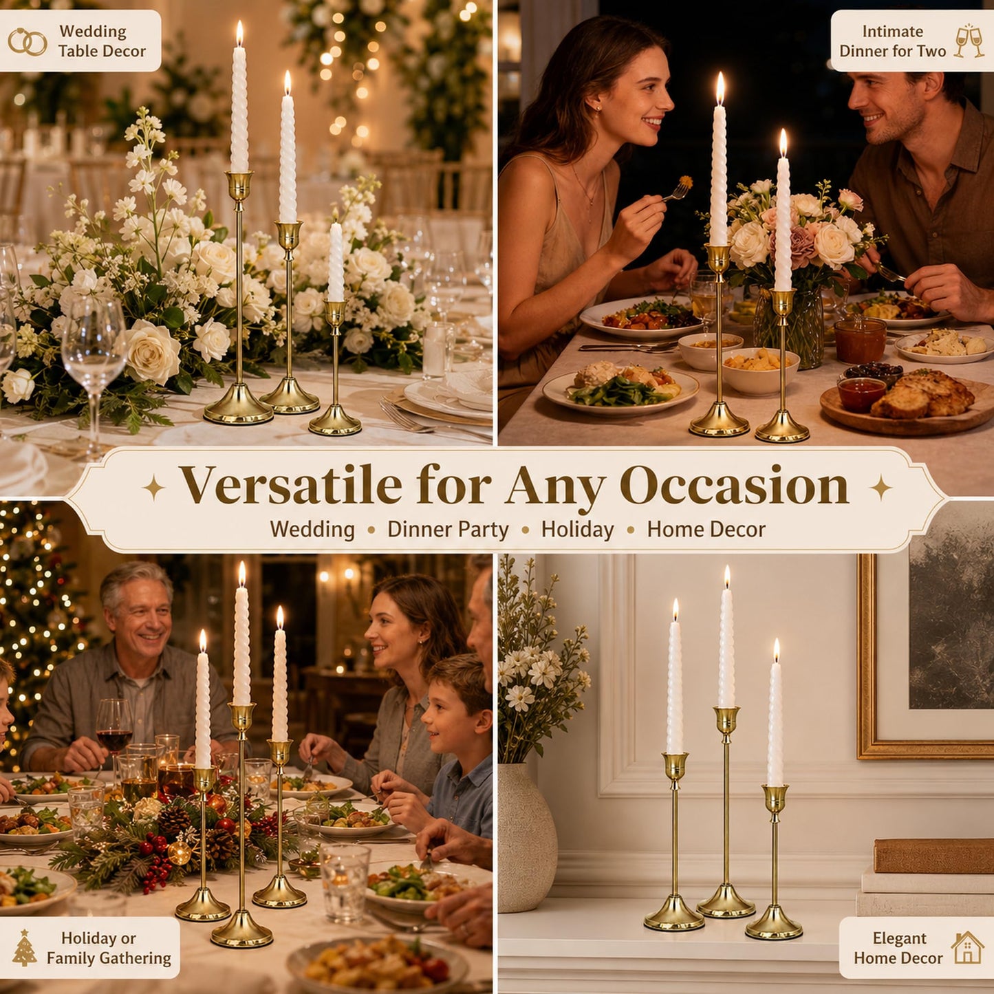 DeepWhale Candlestick Holders Set of 2 (6 PCS)
