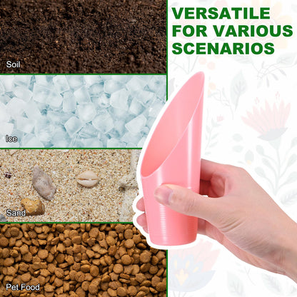 M METERXITY 18-Pack Bonsai Soil Scoops, Plastic Garden Soil Scoops Bucket Shovel Potting Scoopers for Transplanting/Flower Planting/Plant Succulent, Colorful Small Gardening Tools [Pink]