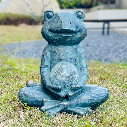 Brilliant Prospect Zen Yoga Frog Garden Statue, Outdoor Decor, Solar Patio Garden Sculpture Ornament, Frog Figurine Lamp Light, Meditation Frog Gift Ideas for Women