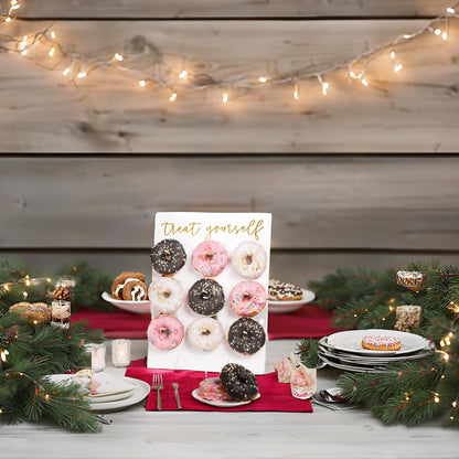 Rmeosye Donut Wall Display Stand, White Donut Holder Board，Fits 9 Donuts