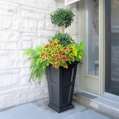 Mayne Fairfield 28-Inch Tall Planter – Self-Watering, Weather-Resistant Planter for Flowers – Durable Outdoor Design for Patio, Porch, or Entryway