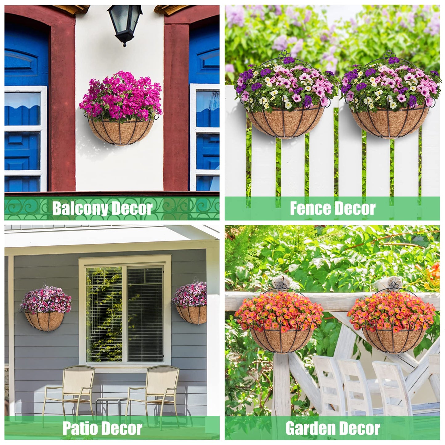 Y&M 16 Inch Pre-Formed Half Round Coco Fiber Liners – 2PCS Natural Coconut Liners for Hanging Baskets, Planter Boxes, Wall Mounted, Water Retention, Easy Fit for 16" Half Round Planters