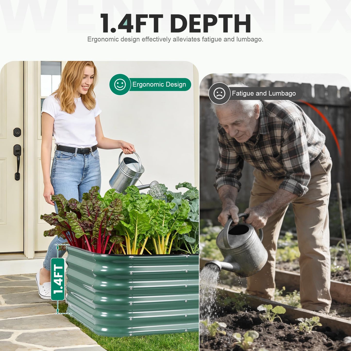 8×3×1.4FT Galvanized Raised Garden Bed Outdoor, Metal Raised Garden Bed Kit, Large Planter Raised Beds, 5 In1 Modular Raised Planter Box Outdoor,Raised Beds for Gardening for Vegetables Flowers Herbs