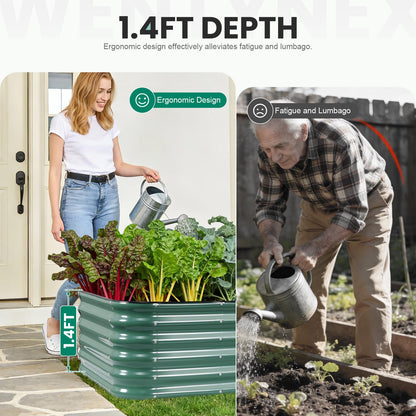 8×3×1.4FT Galvanized Raised Garden Bed Outdoor, Metal Raised Garden Bed Kit, Large Planter Raised Beds, 5 In1 Modular Raised Planter Box Outdoor,Raised Beds for Gardening for Vegetables Flowers Herbs