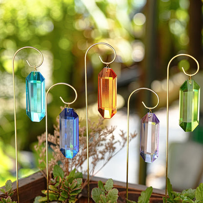 H&D HYALINE & DORA 7 Pack Crystal Suncatcher Prisms 13.7 '' Sun Catchers Indoor Window Small Trellis Golden Plant Suncatcher Stake for Potted Plants Indoor Decoration