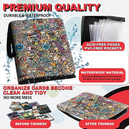 440 Card Binder 4 Pocke 3-Ring Trading Card Binder with 55 Page Removable Sleeves, High Storage Trading Card Holder Collection Card Album Carrying Organizer Case for TCG Cards-red