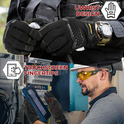 HANDLANDY Work Gloves for Men & Women, Utility Mechanic Working Gloves Touch Screen with Grip, Impact Tactical Gloves for Outdoor Activity (Large, 1 Pair)