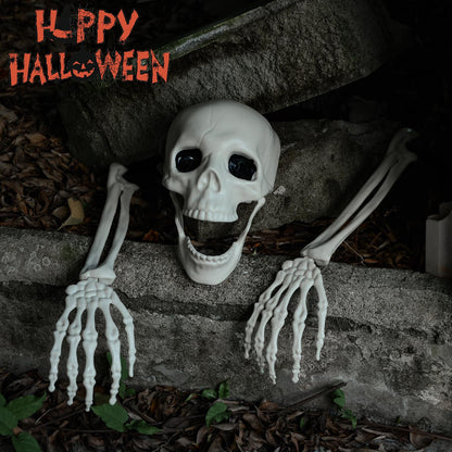 AOFOX Halloween Realistic Skeleton Stakes Zombie Ghost Arm Stake Severed Plastic Skeleton Hands Yard Signs for Lawn Stakes Garden Halloween Props Decoration(10 Pcs White)
