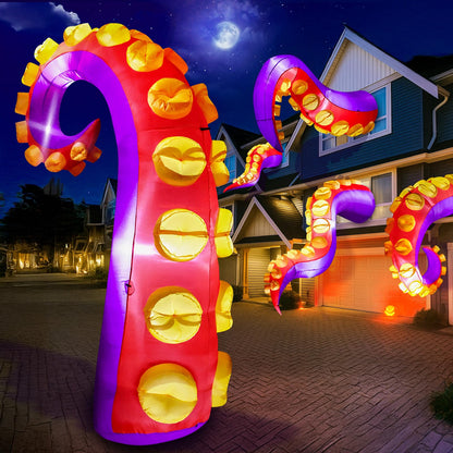 Max Fun 1pc Halloween Inflatables Decoration Inflatable Octopus Tentacles Outdoors Decorations with LED Lights Built-in Blow Up Yard Decoration for Outdoor Garden Lawn (Tentacles - A)