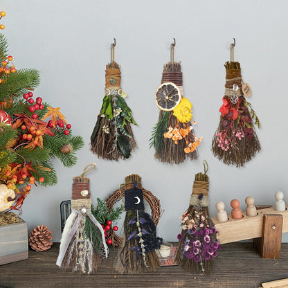 Teeloray Cinnamon Broom 7.5 Inch Witch Broom for Altar Magic Crystal Handmade Mini Cinnamon Broomstick Scented Natural Herbal Protection Witchcraft Supplies for Wiccan Décor Witchy Gifts (Purple)