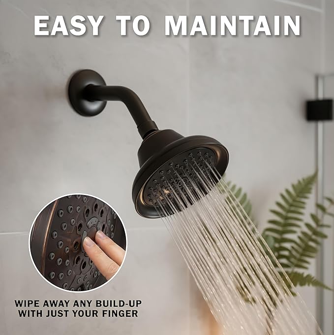 Aqua Elegante Massage Shower Head With Mist - High Pressure Boosting, Adjustable Massaging Rainfall Showerhead For Low Flow Showers With Water Saving Nozzles - 2.5 GPM - Oil-Rubbed Bronze
