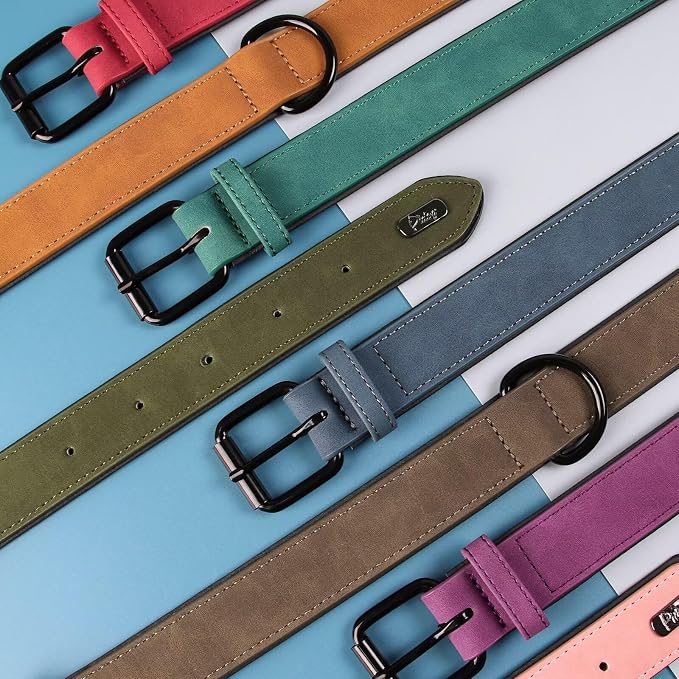 Didog Soft Padded PU Leather Dog Collar, Breathable and Adjustable Dog Collar for Large Dogs, Comfortable for Daily Walk, Light Brown, XL Fit Neck 18-22"(45-71 lbs)