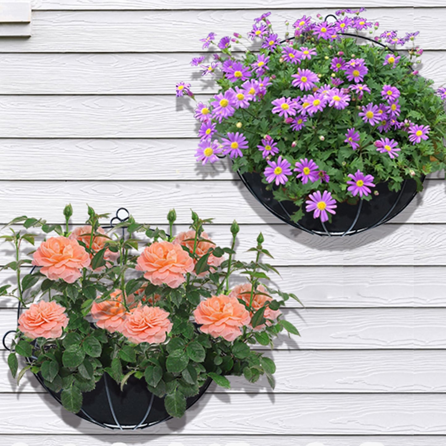 Phefop 3PCS Half Round Planter Liners, Non Woven Felt Hanging Basket Liners with Breathable Fabric, for Window Frames, Garden Planters, Wall Hanging Flower Pots (16 Inch)