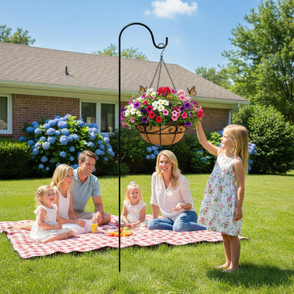 EIMQUVW Outdoor Metal Hanging Planters Basket (4pack, 14 inch) Hanging Baskets for Plants Chain Round Wire Plant Holder with Coco Fiber Liners for Garden, Patio, Deck, Porch(Flower Border)