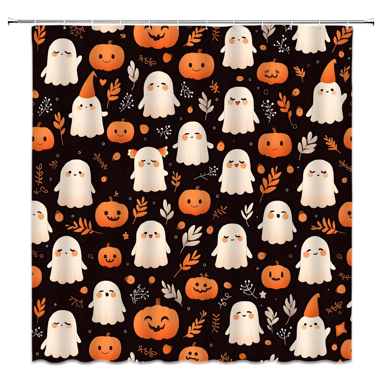 ASVEAS Halloween Ghost Cute Pumpkin Shower Curtain for Bathroom, 70x70 Inch