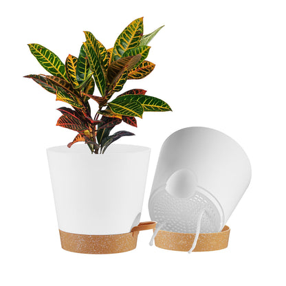 FaithLand 2 Tier Plant Stand and 2-Pack 9 Inch Self Watering Pots Bundle