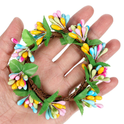 Yardwe 4 Pcs Easter Candle Rings Wreaths Artificial Spring Mini Pip Berry Wreath for Pillar Candles Rustic Farmhouse Table Centerpiece Kitchen Cabinet Decor Ring Holder