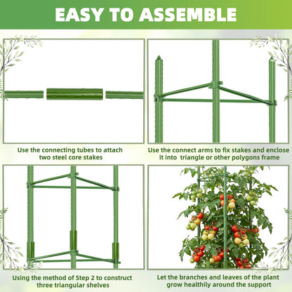 EWPJDK 4-Pack Tomato Cage for Garden Plant Support 48 INCH Garden Stakes Adjustable Tomato Cage for Climbing Plants Pots Vegetables Flowers Fruits (4, 48 Inches)